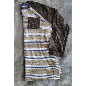 Boys Long Sleeve Raglan Striped‎ Pocket T-Shirt Casual Top XL